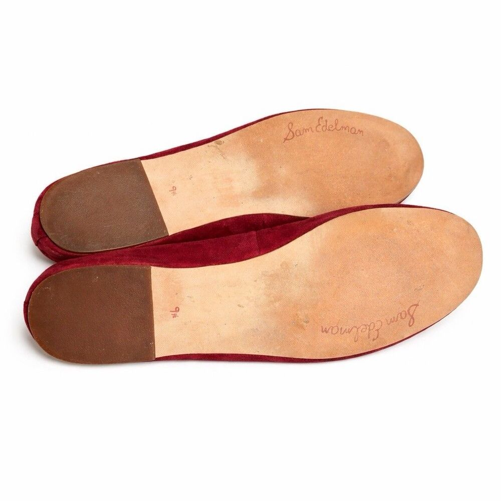 Sam Edelman Francis Ballet Flats Womens 9.5 Burgundy Suede Scalloped - Picture 6 of 9